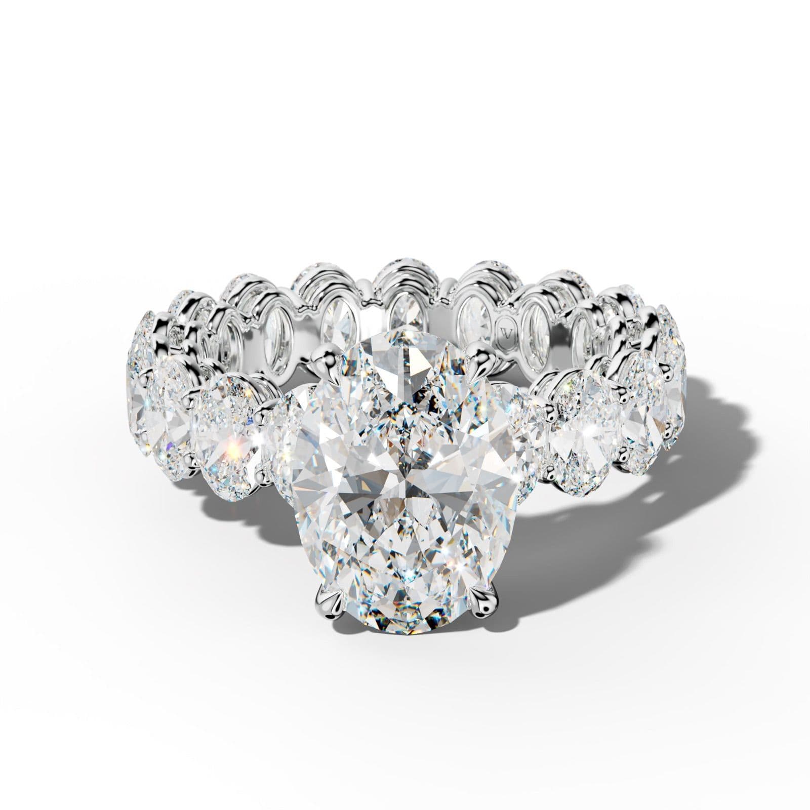 Amoura Oval Diamond Engagement Ring With Oval Side Stones
