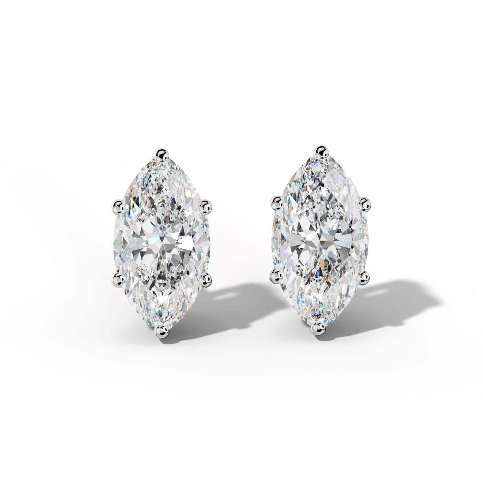 Marquise Diamond Stud Earrings With Classic Six Prongs