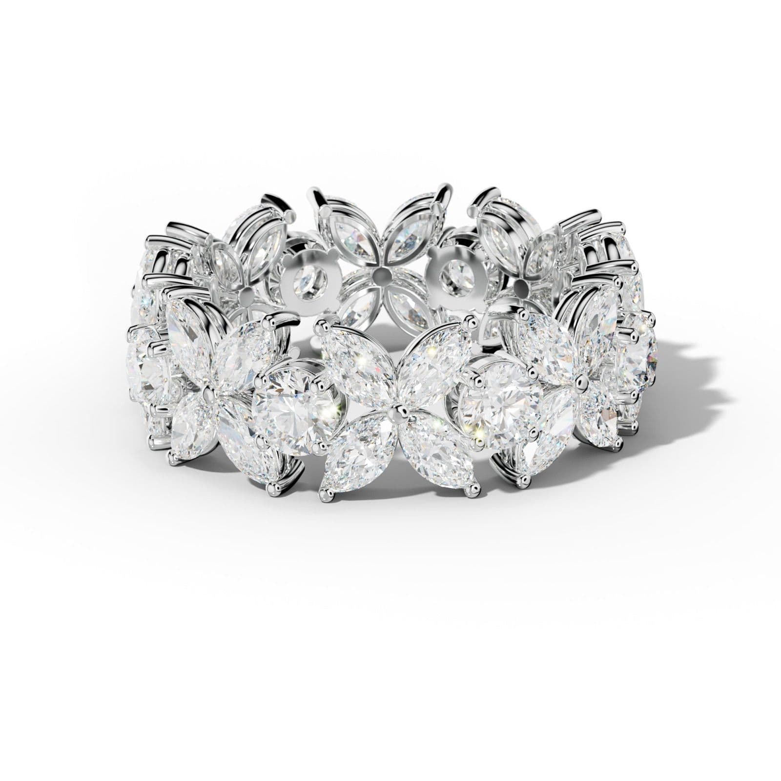 3.0 Carat Marquise And Round Diamond Flower Eternity Band