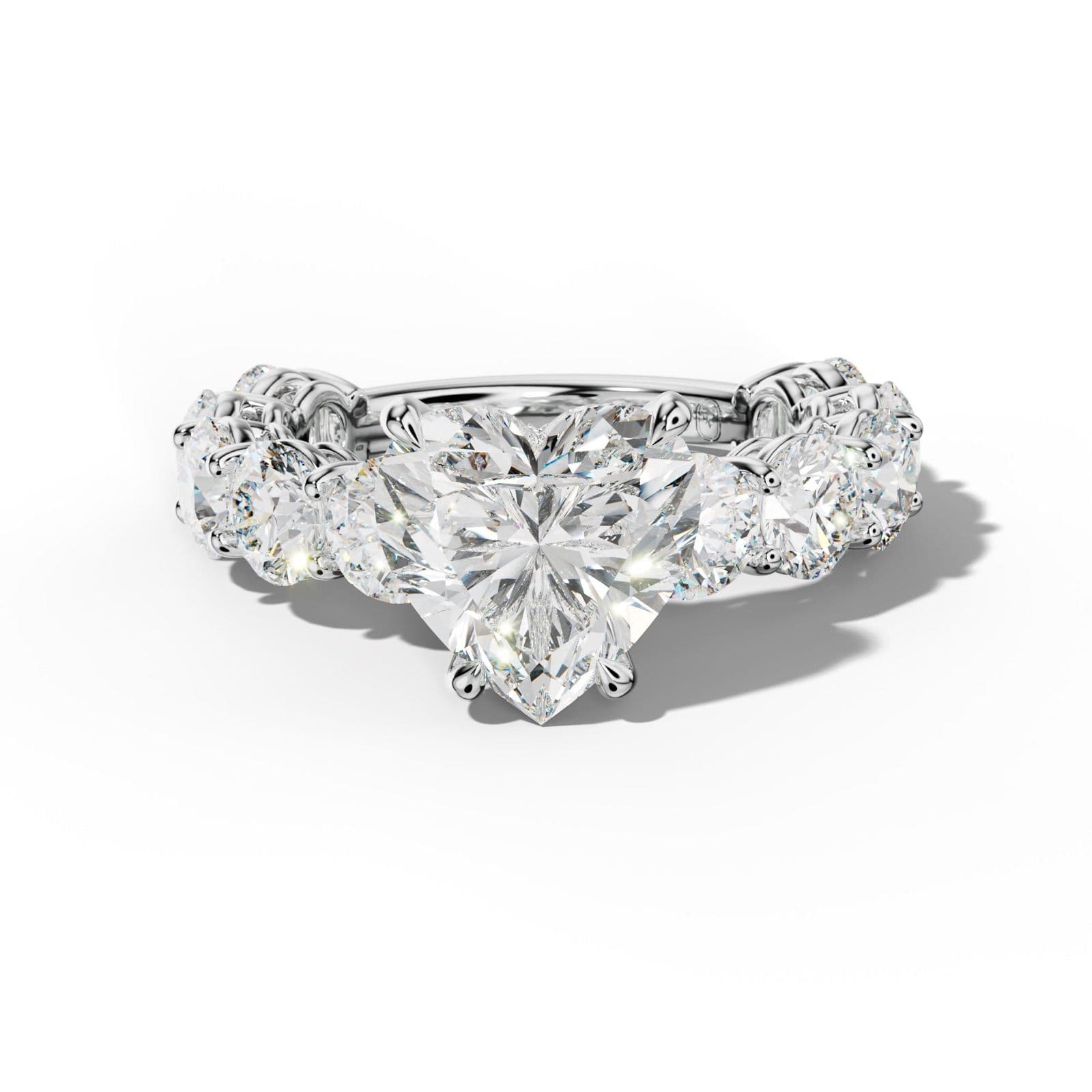 Johanna Heart Diamond Engagement Ring With Round Side Stones