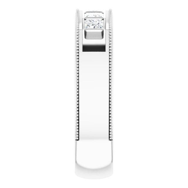 1.0 ctw Bar Set Princess Diamond Milgrain Accent Men's Ring