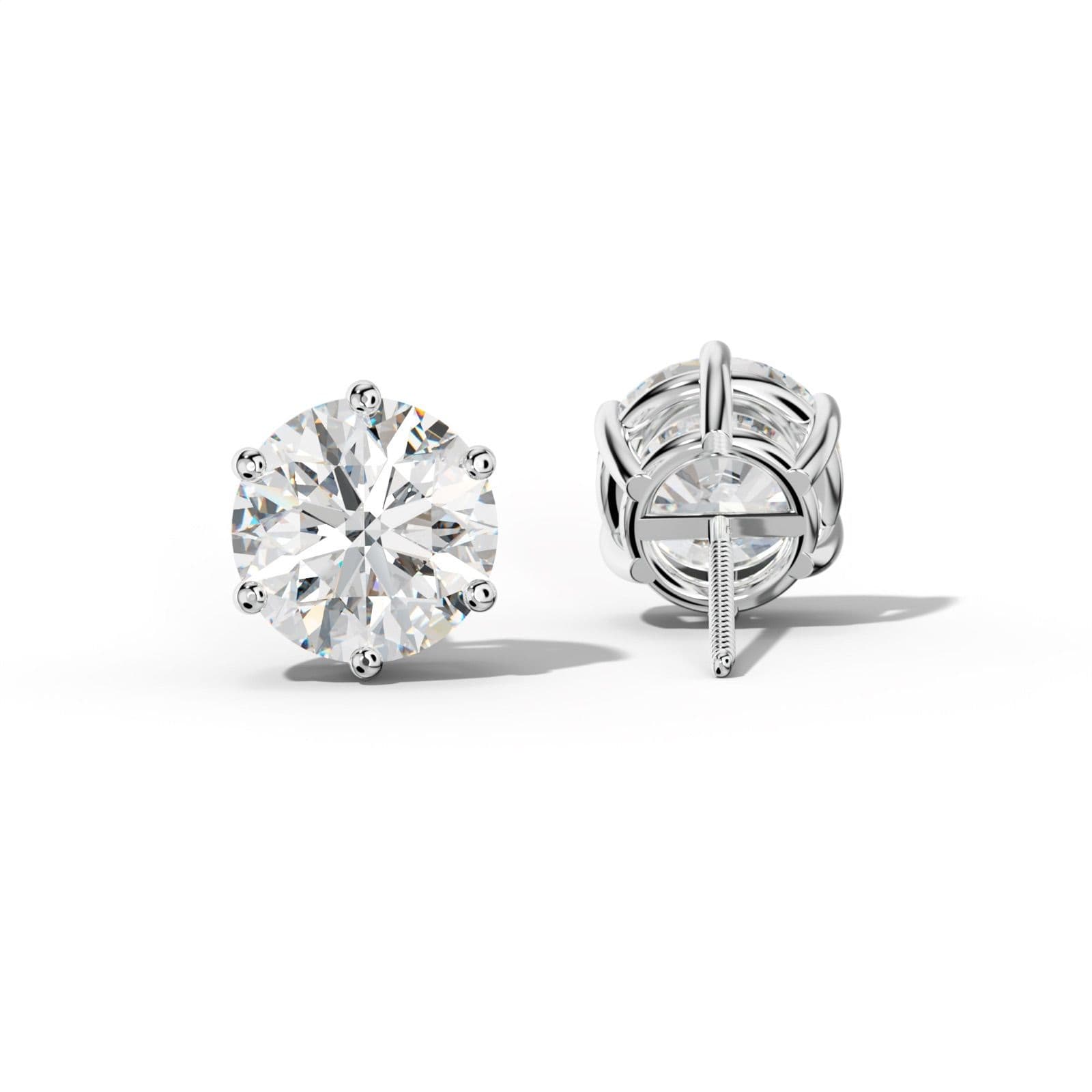Round Diamond Stud Earrings With Classic Six Prongs