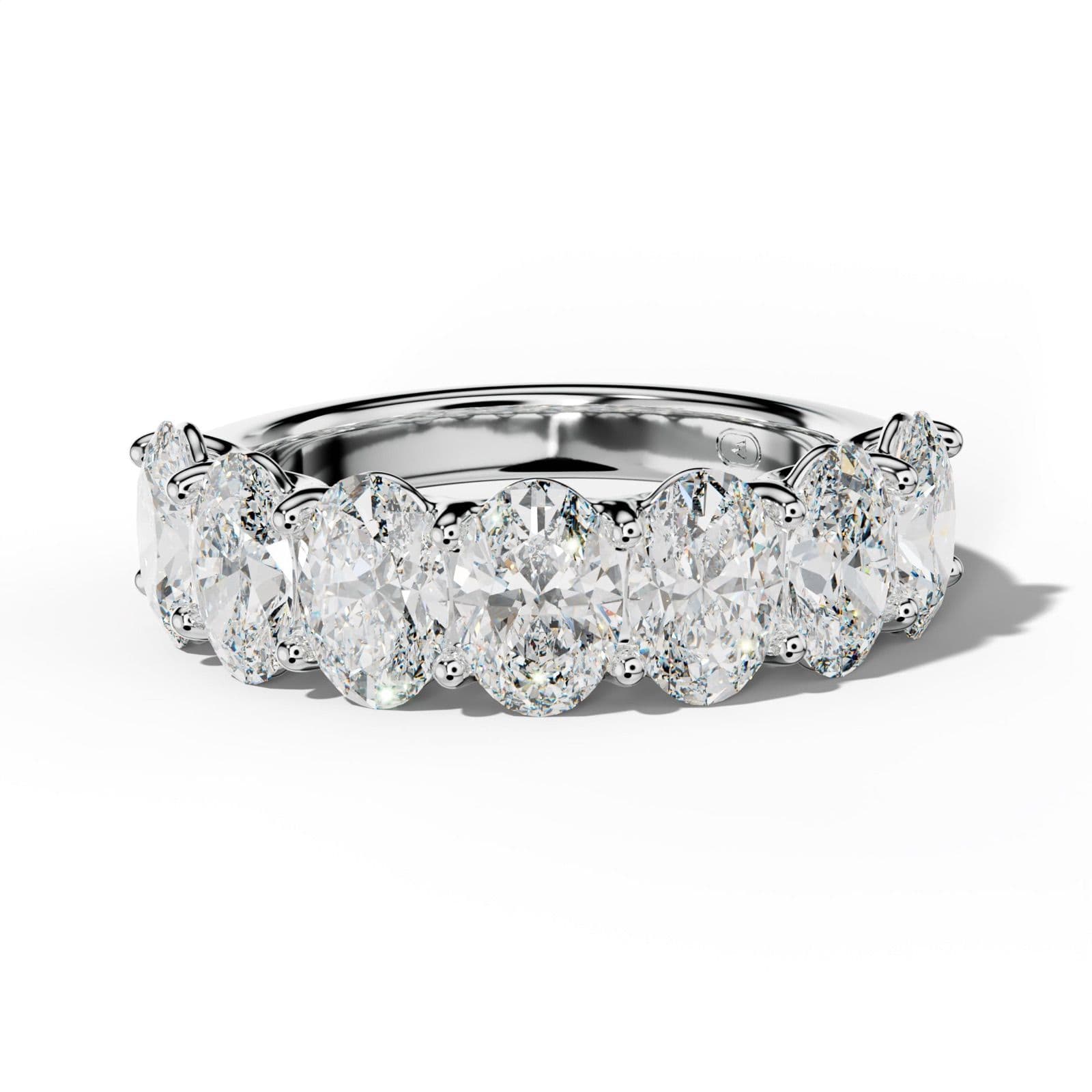4.0 Carat Oval Diamond Half Anniversary Band U Prong
