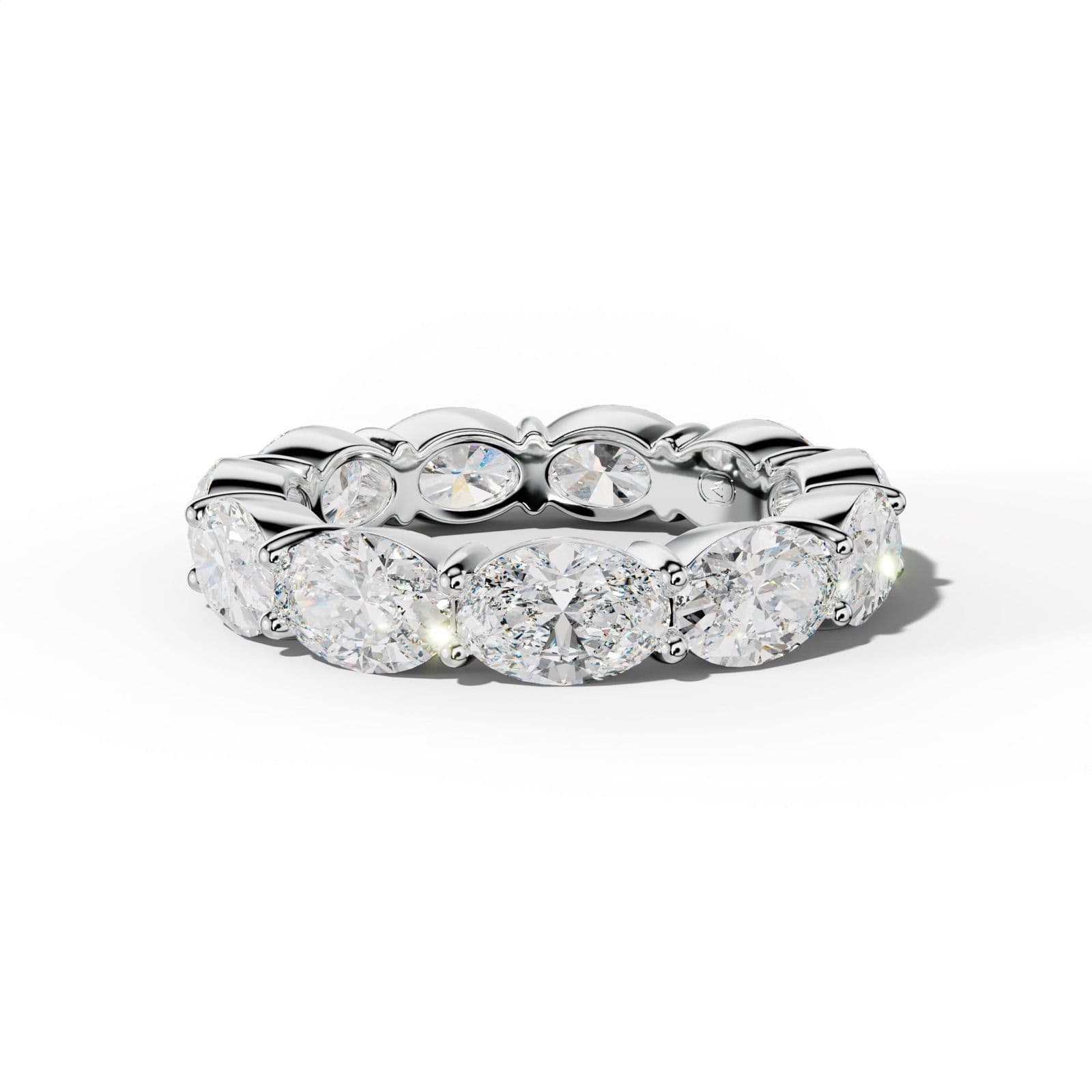 6.0 Carat East West Oval Diamond Eternity Band Shared Prong Low-Set Design