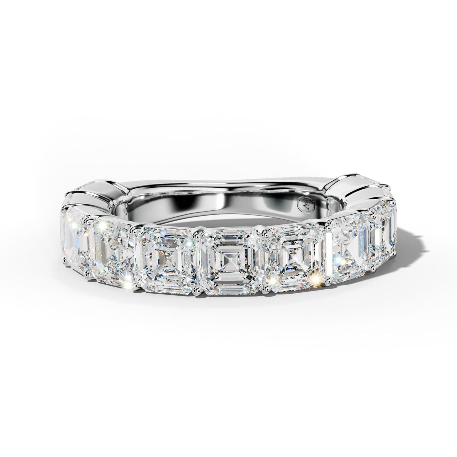 6.0 Carat Asscher Diamond 3/4 Anniversary Band Shared Prong Low-Set Design