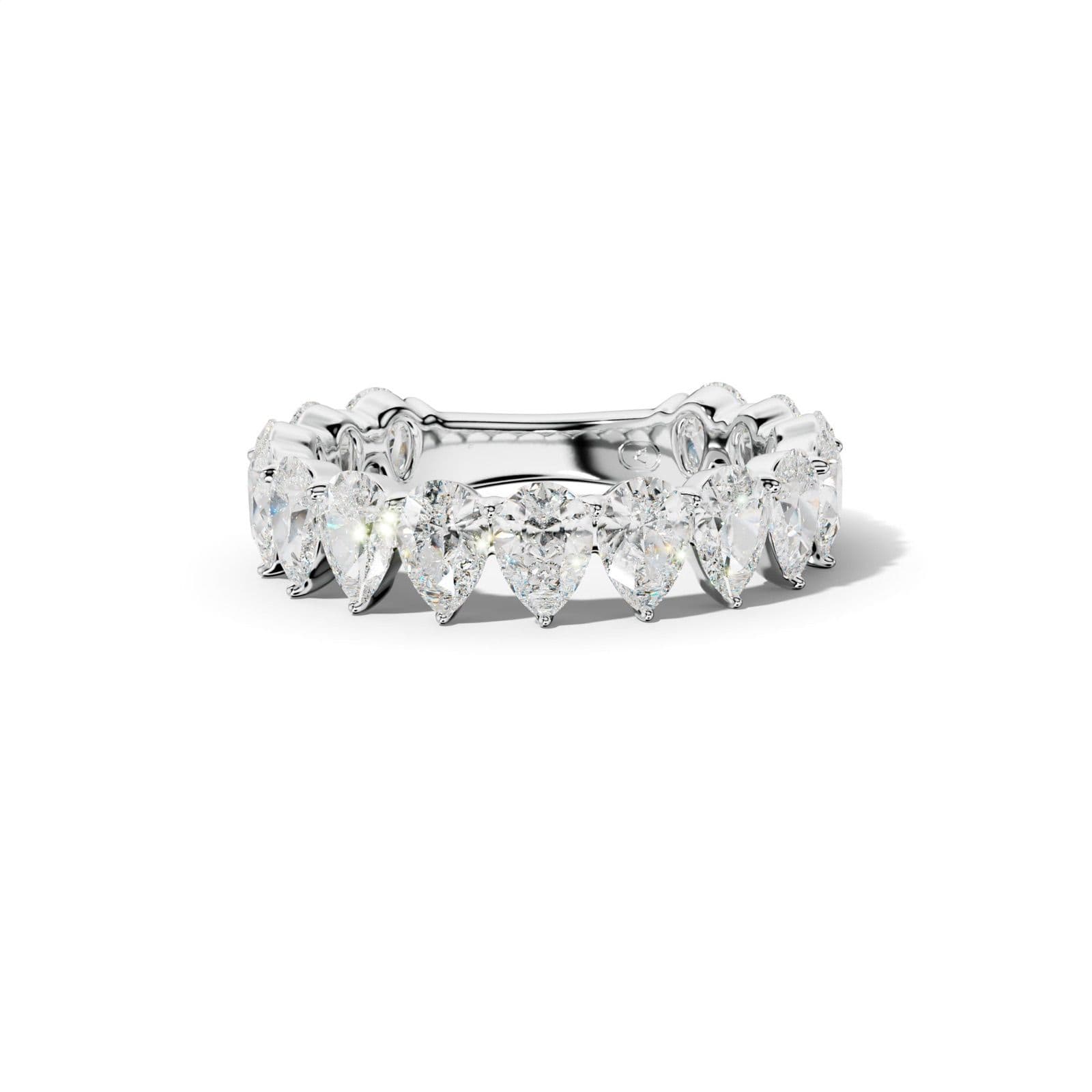 4.0 Carat Pear Shape Diamond 3/4 Anniversary Band Shared Prong Low-Set Design