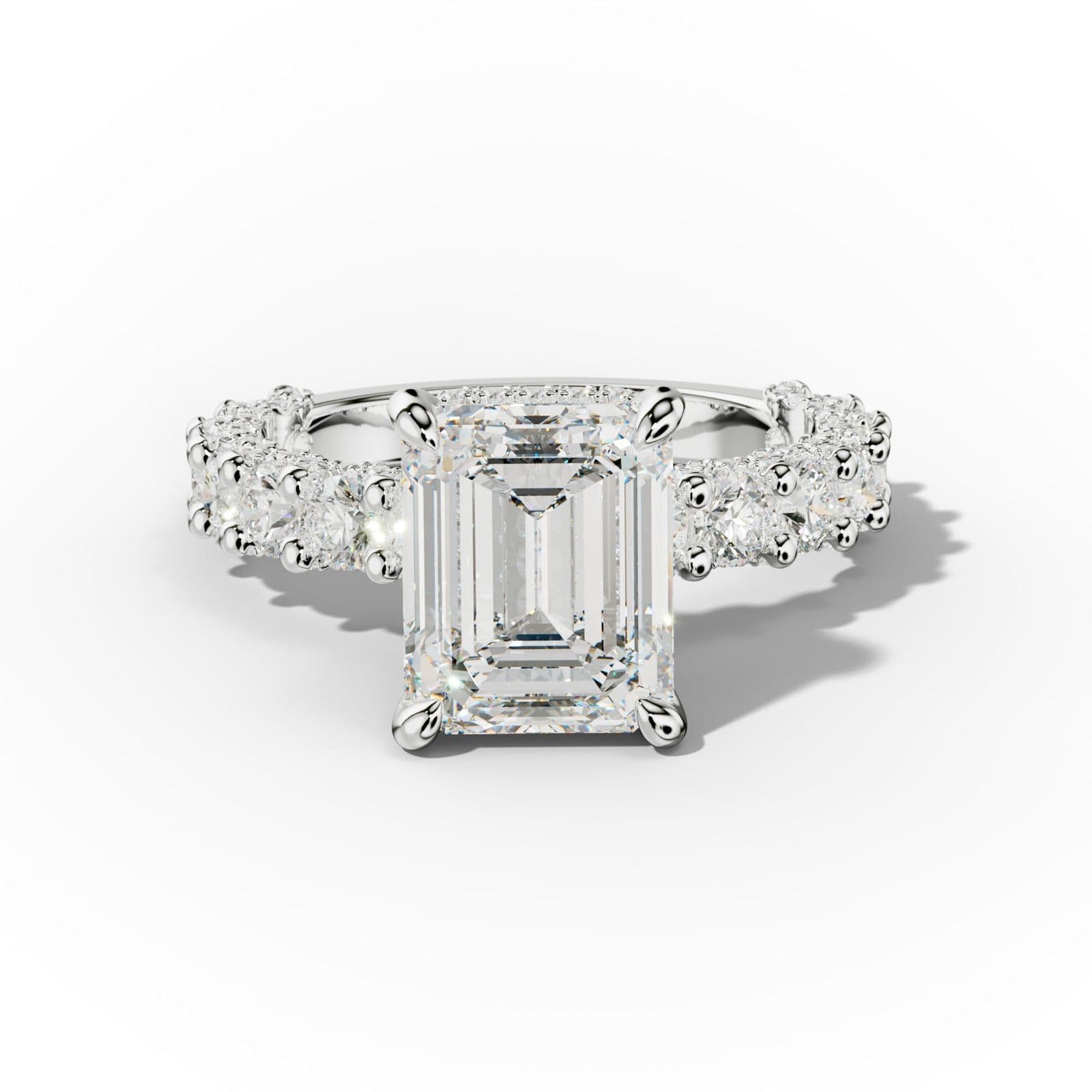 Savannah Emerald Cut Diamond Engagement Ring Accented Side Stones