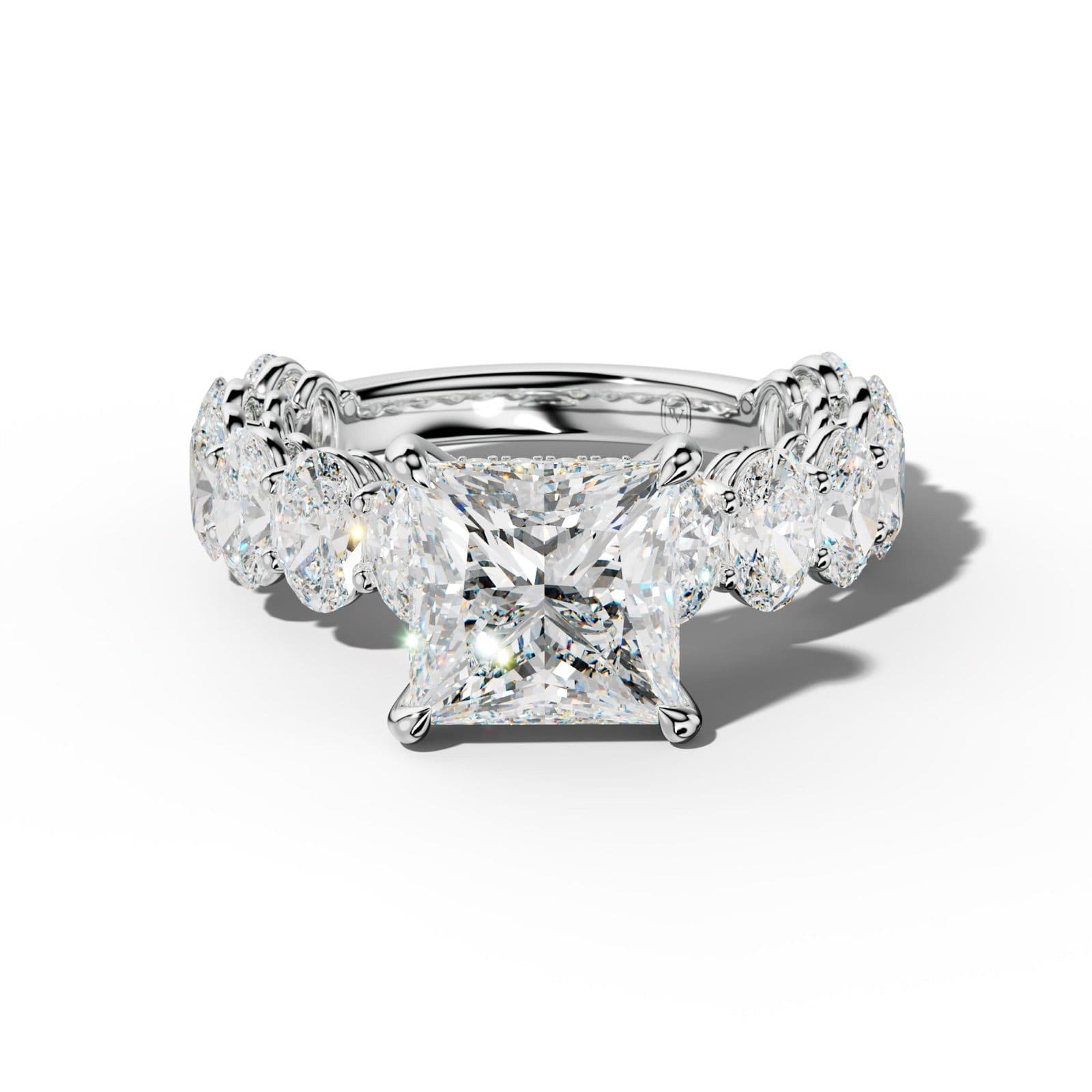 Saylor Princess Cut Engagement Ring With Oval Side Stones