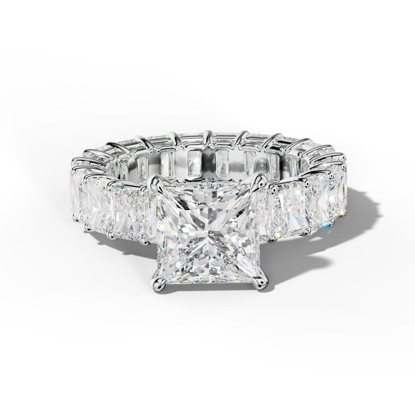Soraya Princess Cut Engagement Ring With Radiant Side Stones