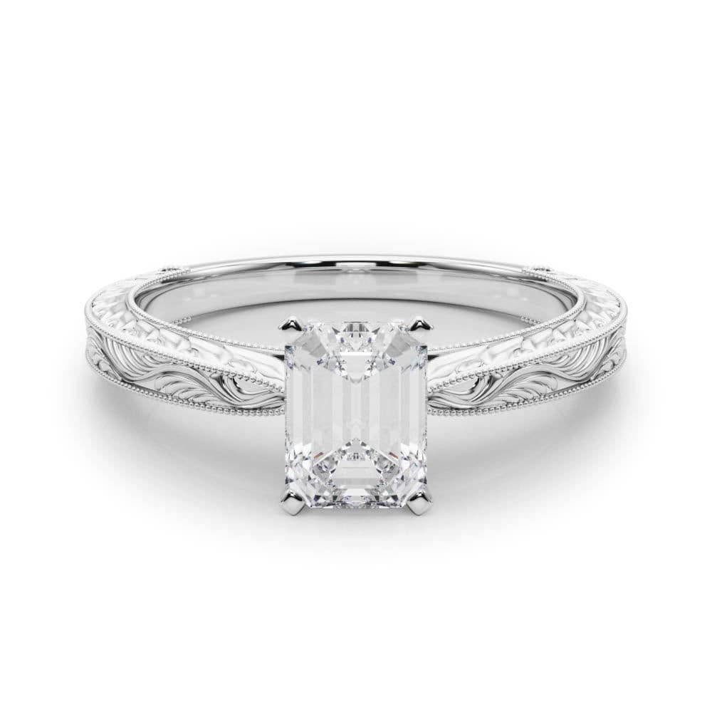 Victoria Emerald Diamond Solitaire Engagement Ring