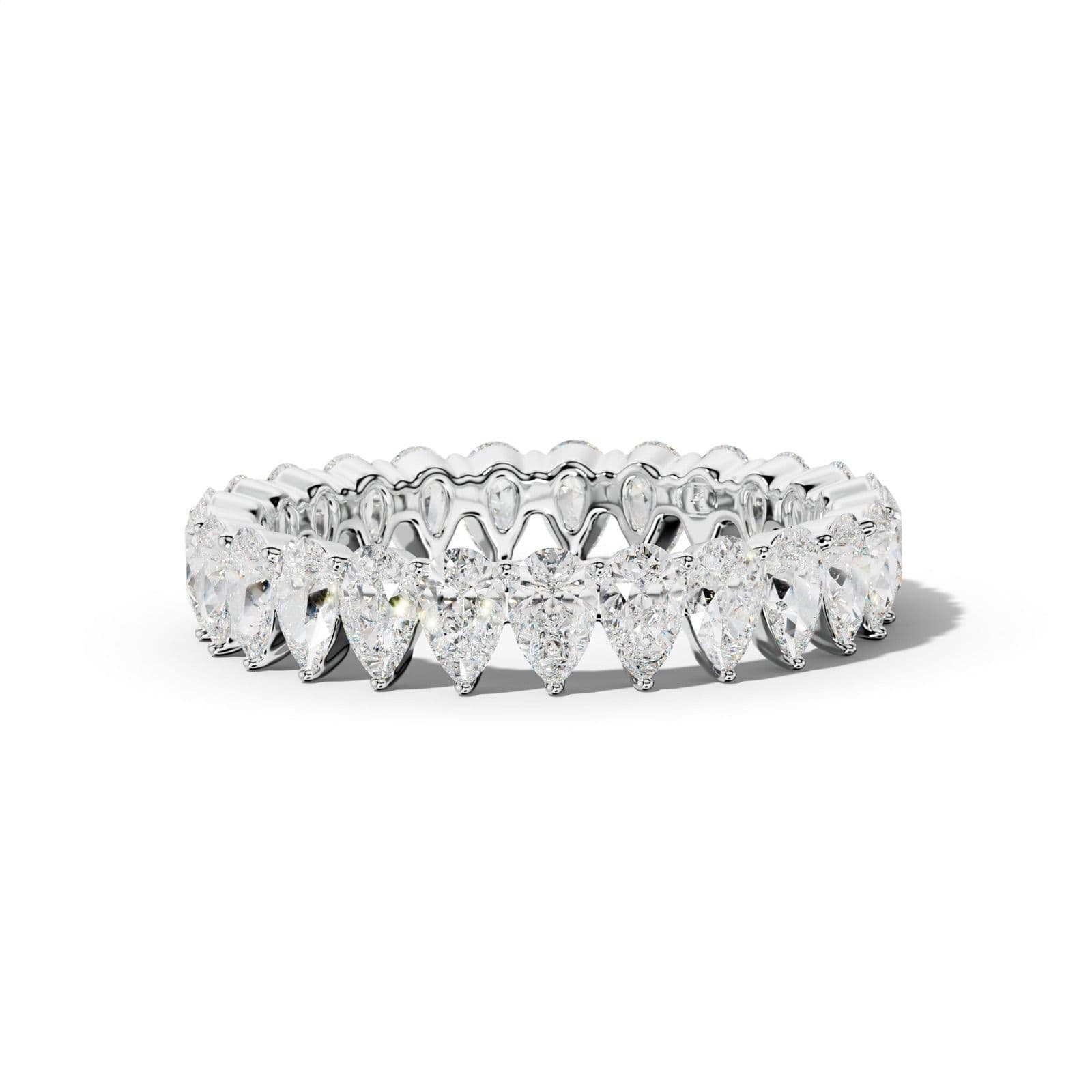 3.0 Carat Pear Shape Diamond Eternity Band Shared Prong Low-Set Design