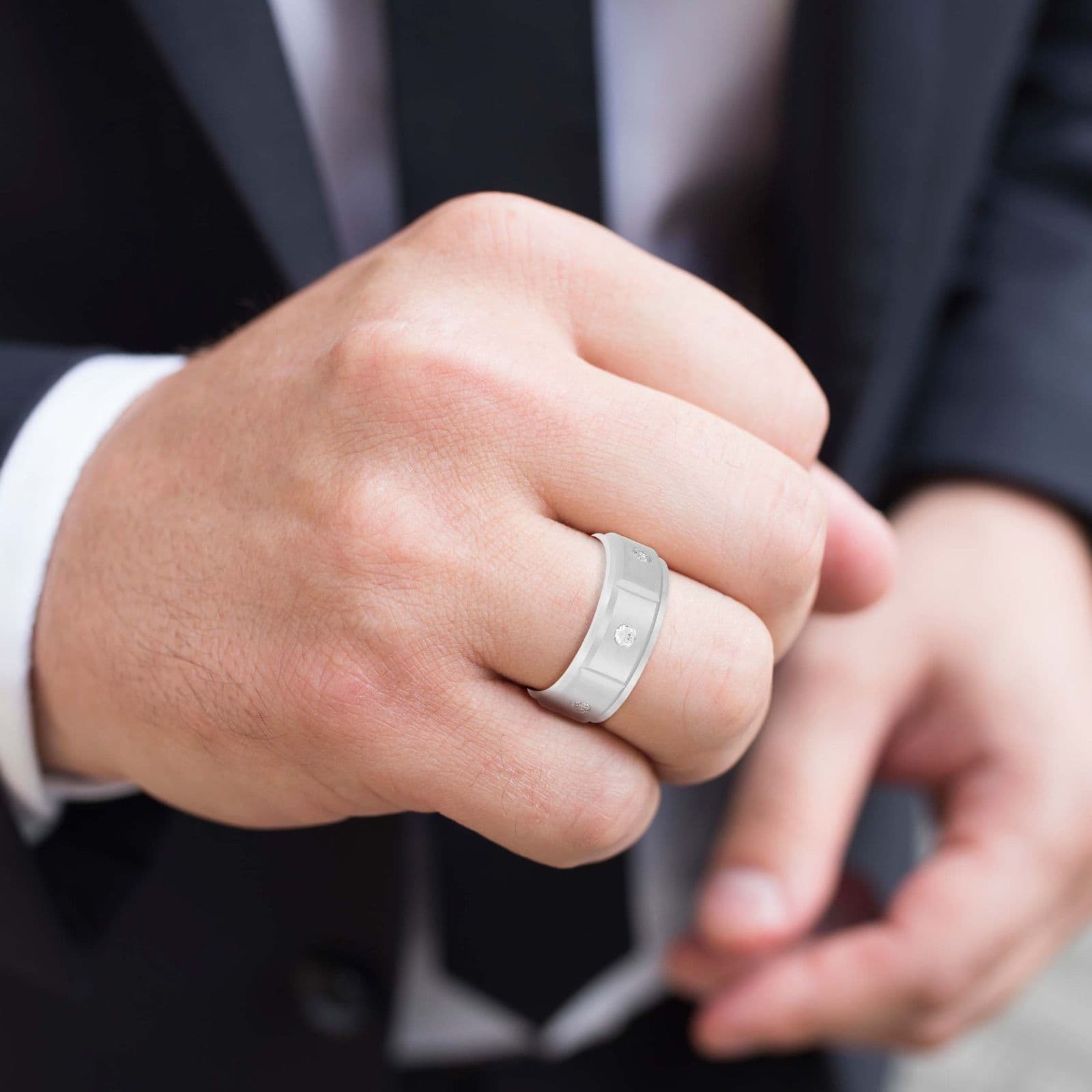 Bezel Set Diamond Men's Band