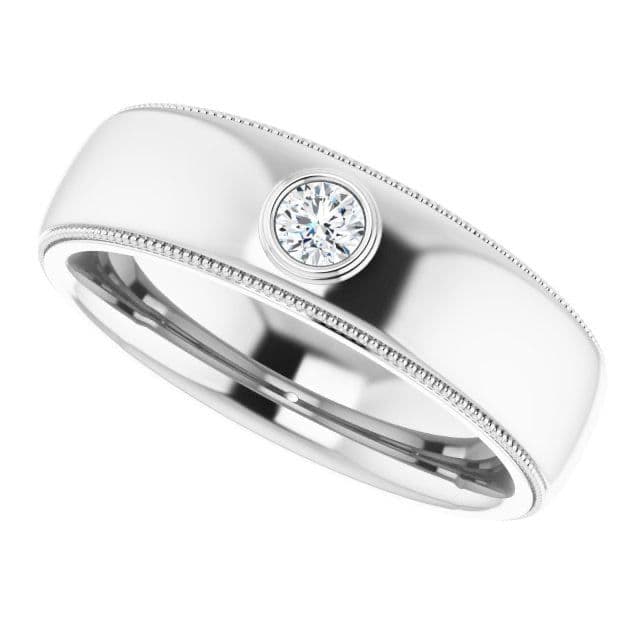 Bezel Set Diamond Men's Ring With Milgrain Accent