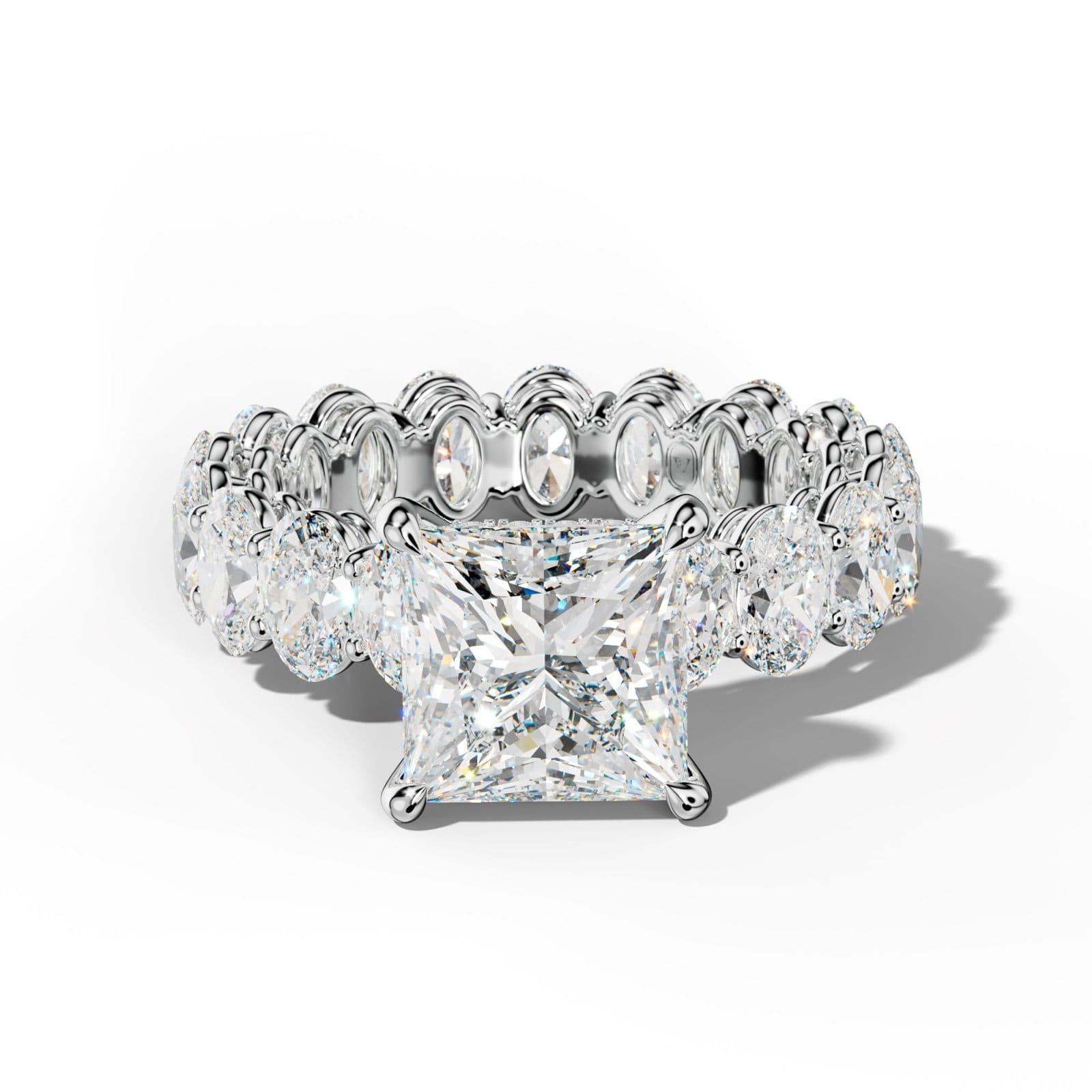 Amoura Princess Cut Engagement Ring With Oval Side Stones