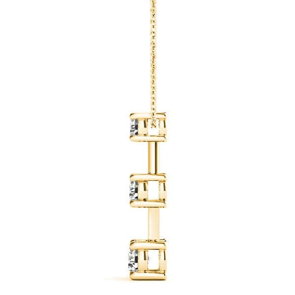 Graduated 1.00 ctw Diamond Three Stone Necklace Pendant-VIRABYANI
