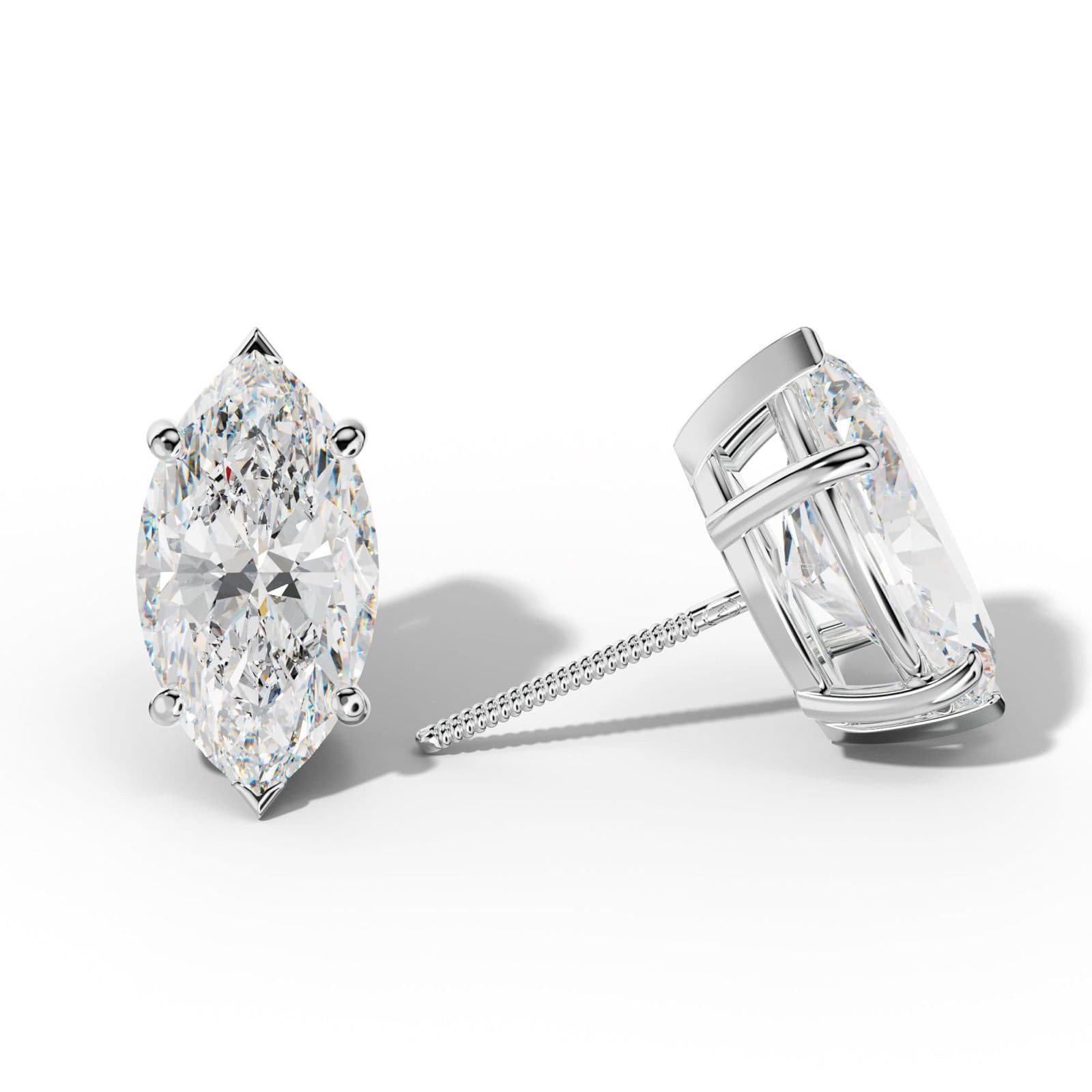 Marquise Diamond Stud Earrings With Four Classic And V Prongs