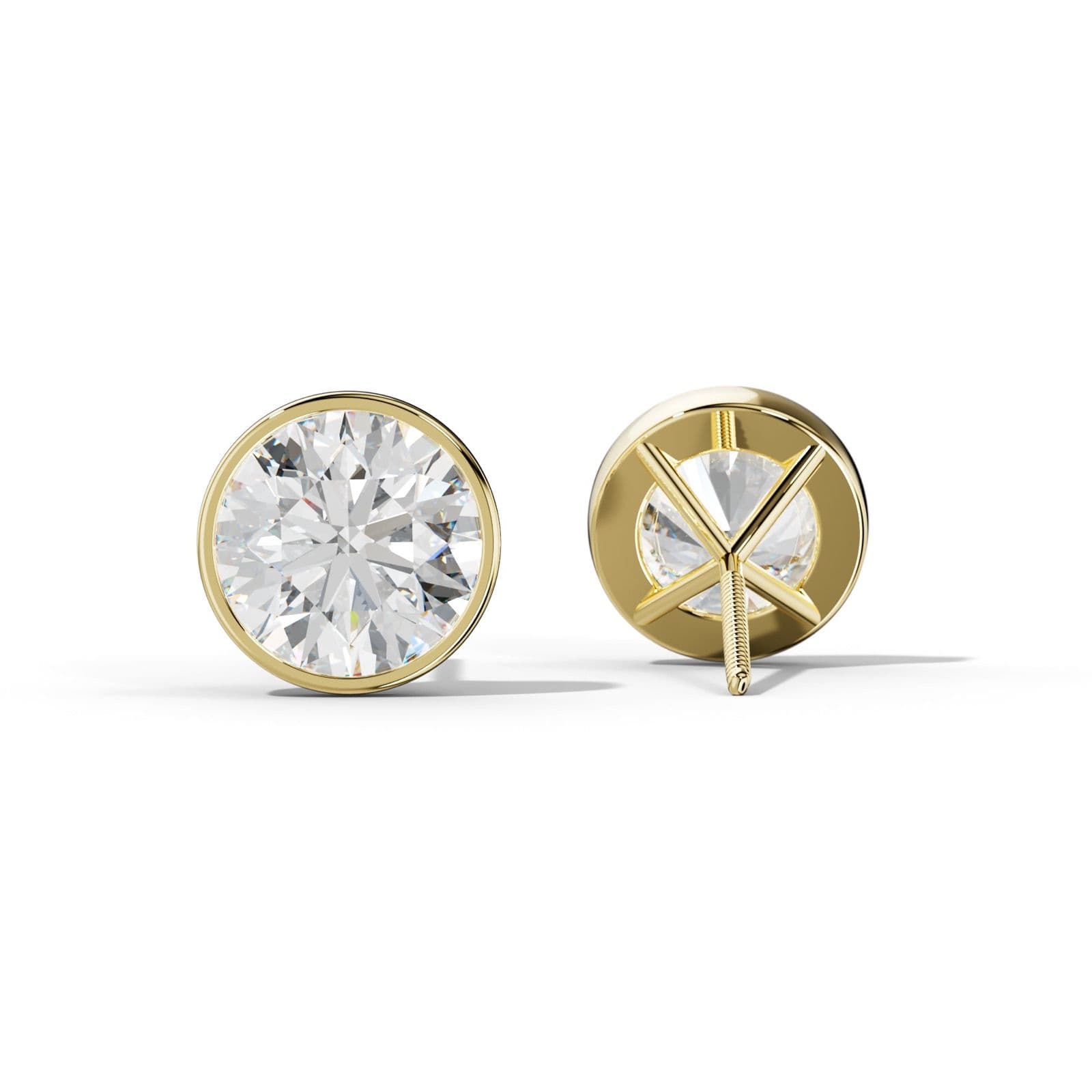 Round Diamond Stud Earrings With Martini Bezel Set