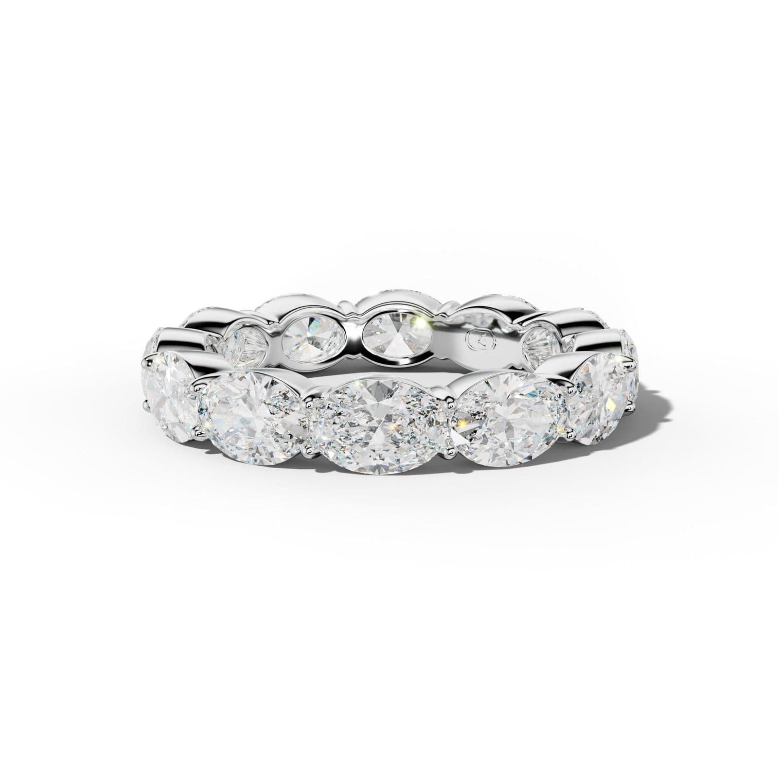 5.0 Carat East West Oval Diamond Eternity Band Shared Prong Low-Set Design