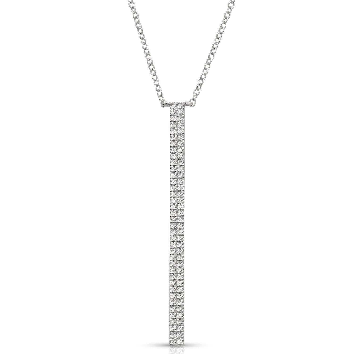 Double Row Pave Set 0.20 ctw Diamond Necklace Pendant-VIRABYANI