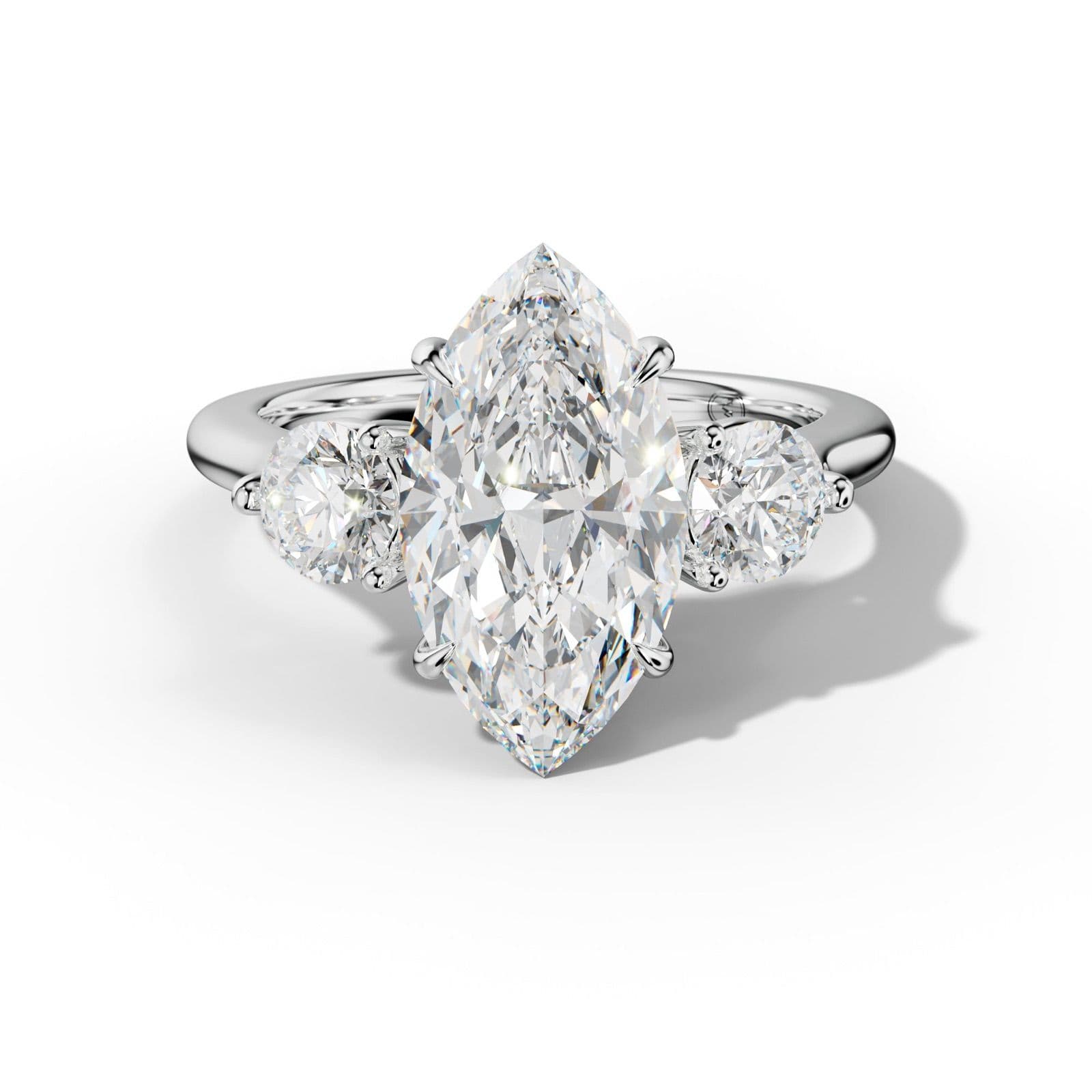 Elsa Marquise Center Round Side Diamond Engagement Ring