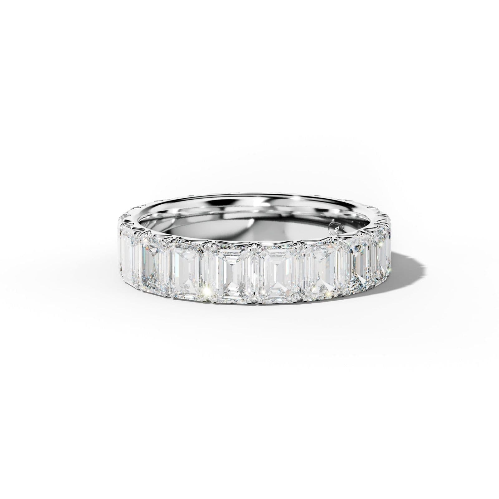 5.0 Carat Emerald Cut Diamond French Pave Eternity Band