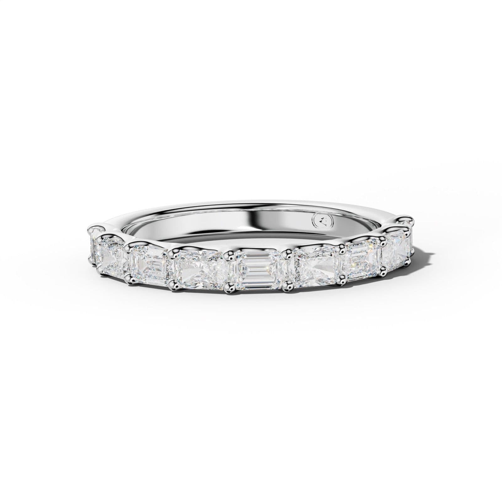 2.0 Carat East West Radiant and Emerald Diamond Half Anniversary Band Shared Prong