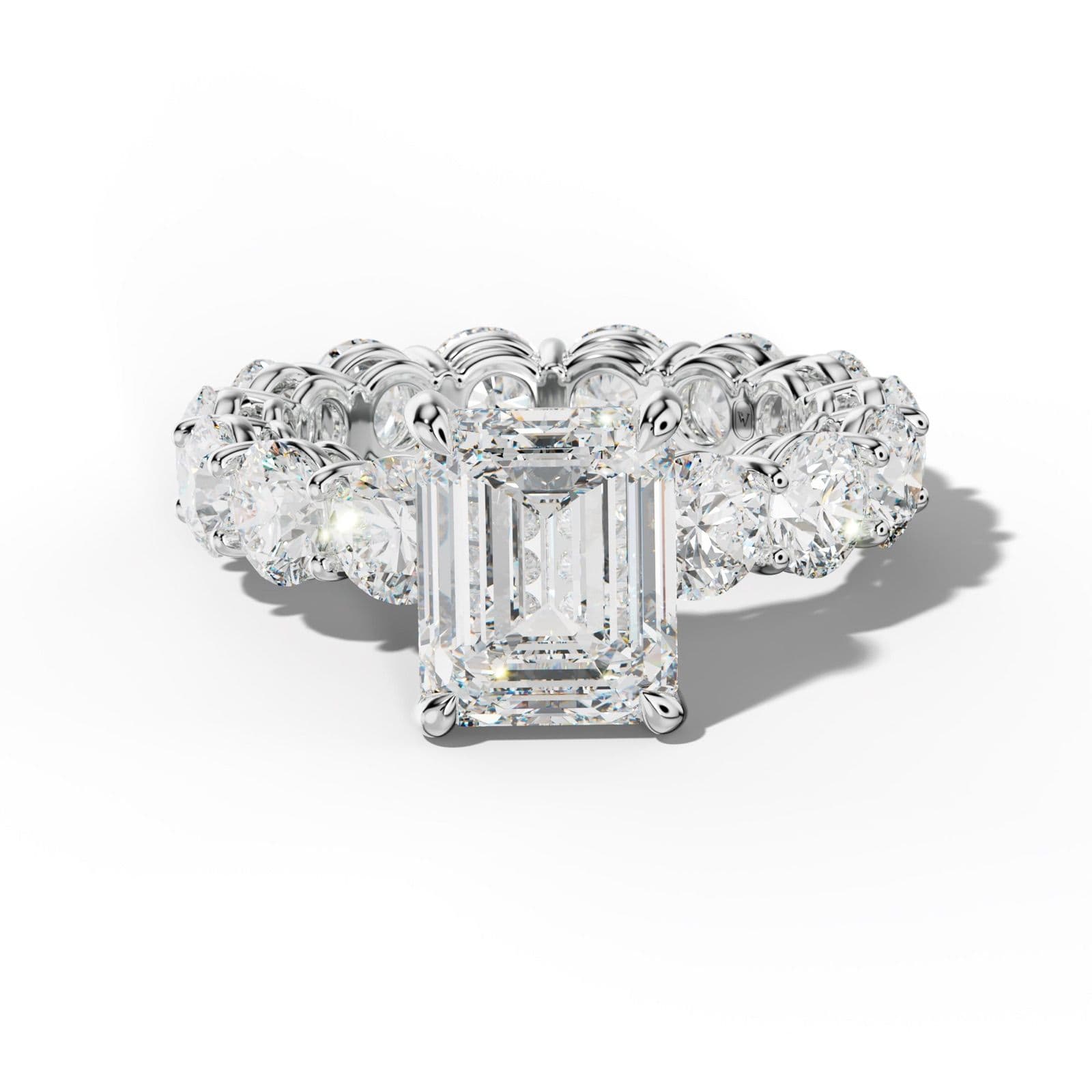 Maddie Emerald Cut Engagement Ring With Round Side Stones