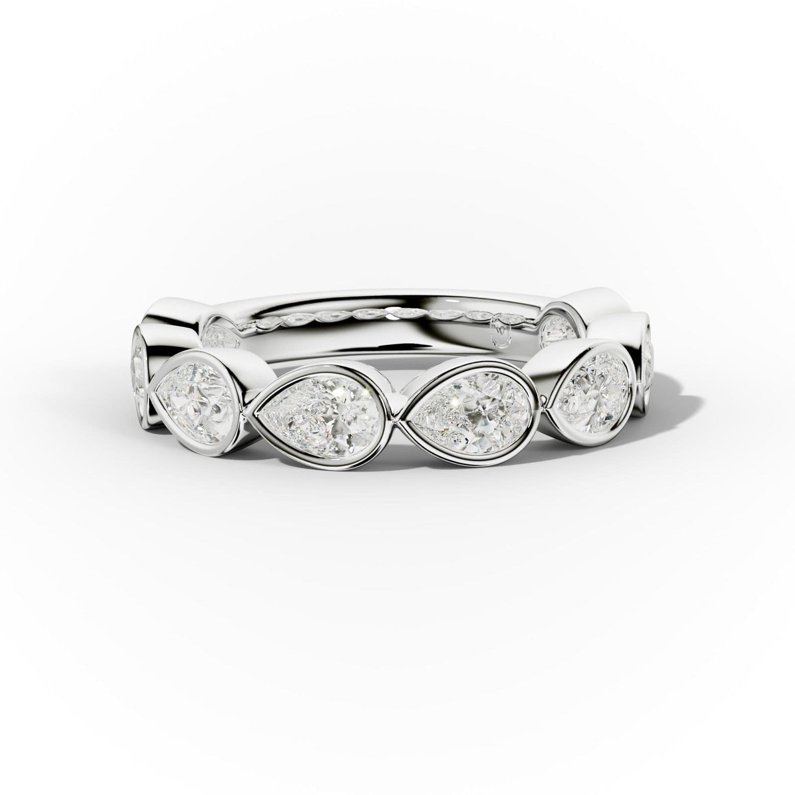 2.0 Carat East West Pear Cut Bezel Set Diamond Anniversary Band