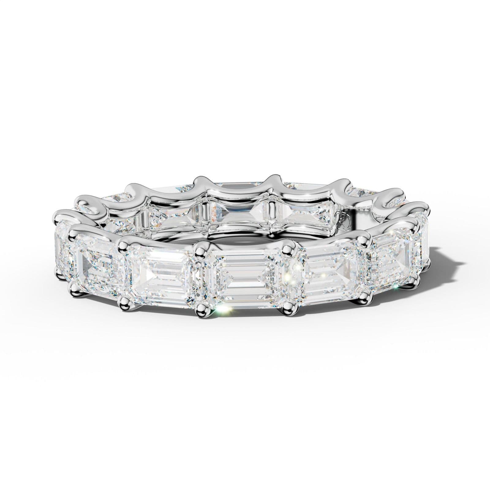 6.0 Carat East West Emerald Diamond Eternity Band U Prong