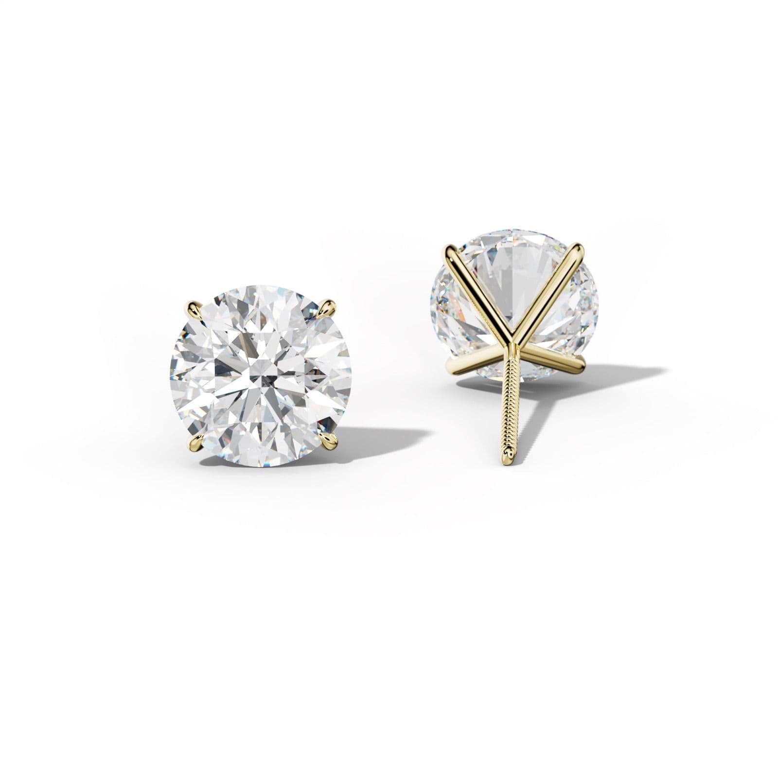 Round Diamond Stud Earrings With Four Prong Martini Settings