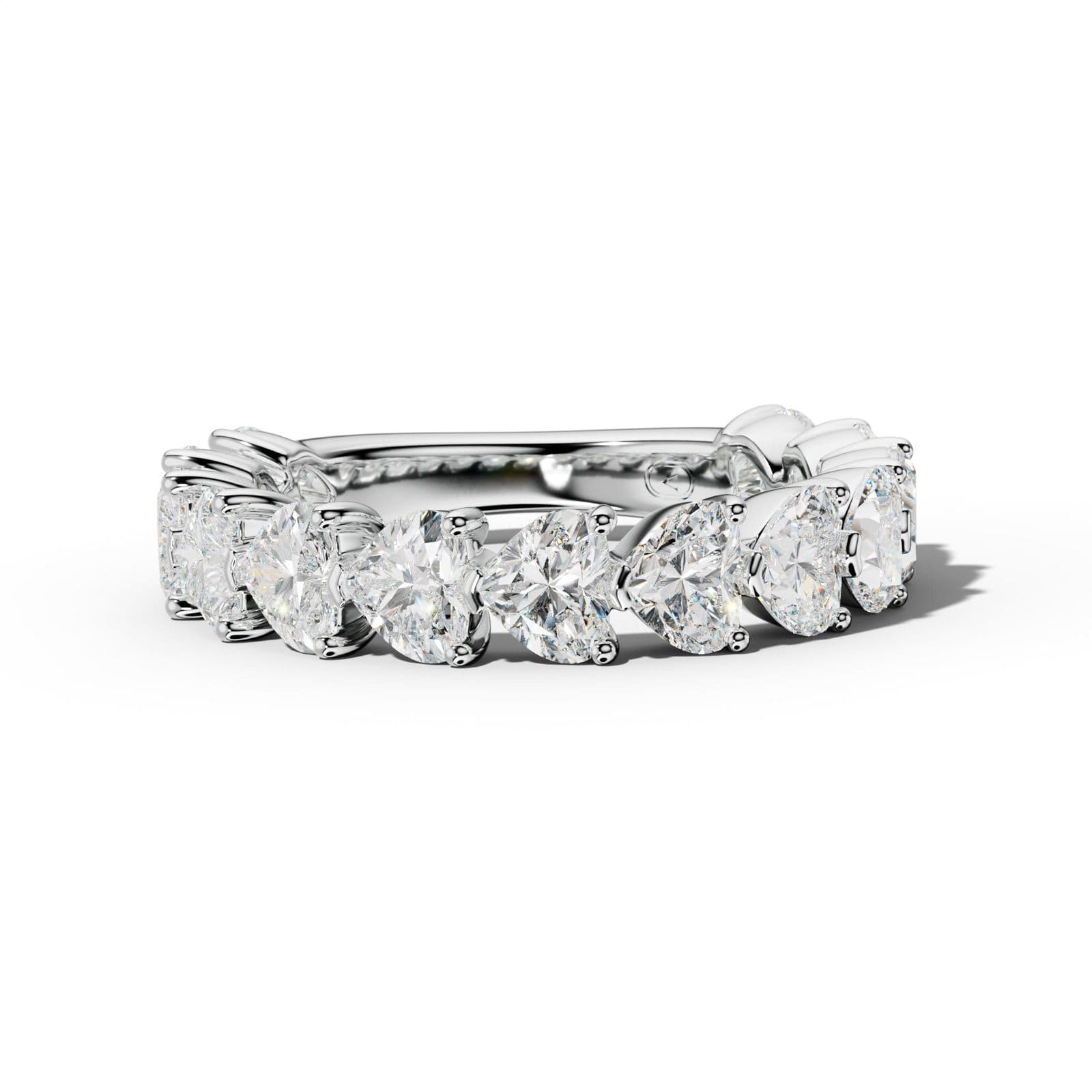 4.0 Carat East West Heart Diamond 3/4 Anniversary Band Shared Prong Low-Set Design