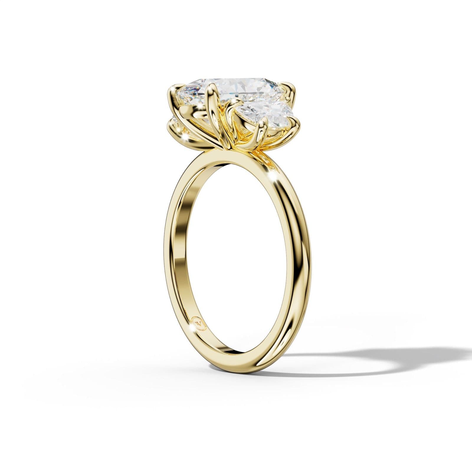 Itzel Oval Diamond Half Moon Side Engagement Ring