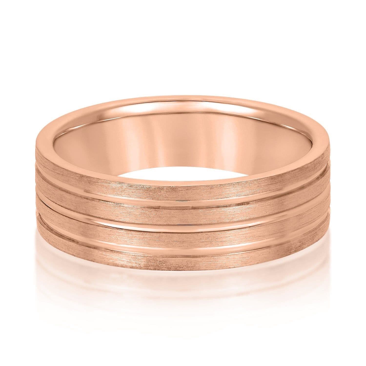 Men's 3 Groove Textured Wedding Band