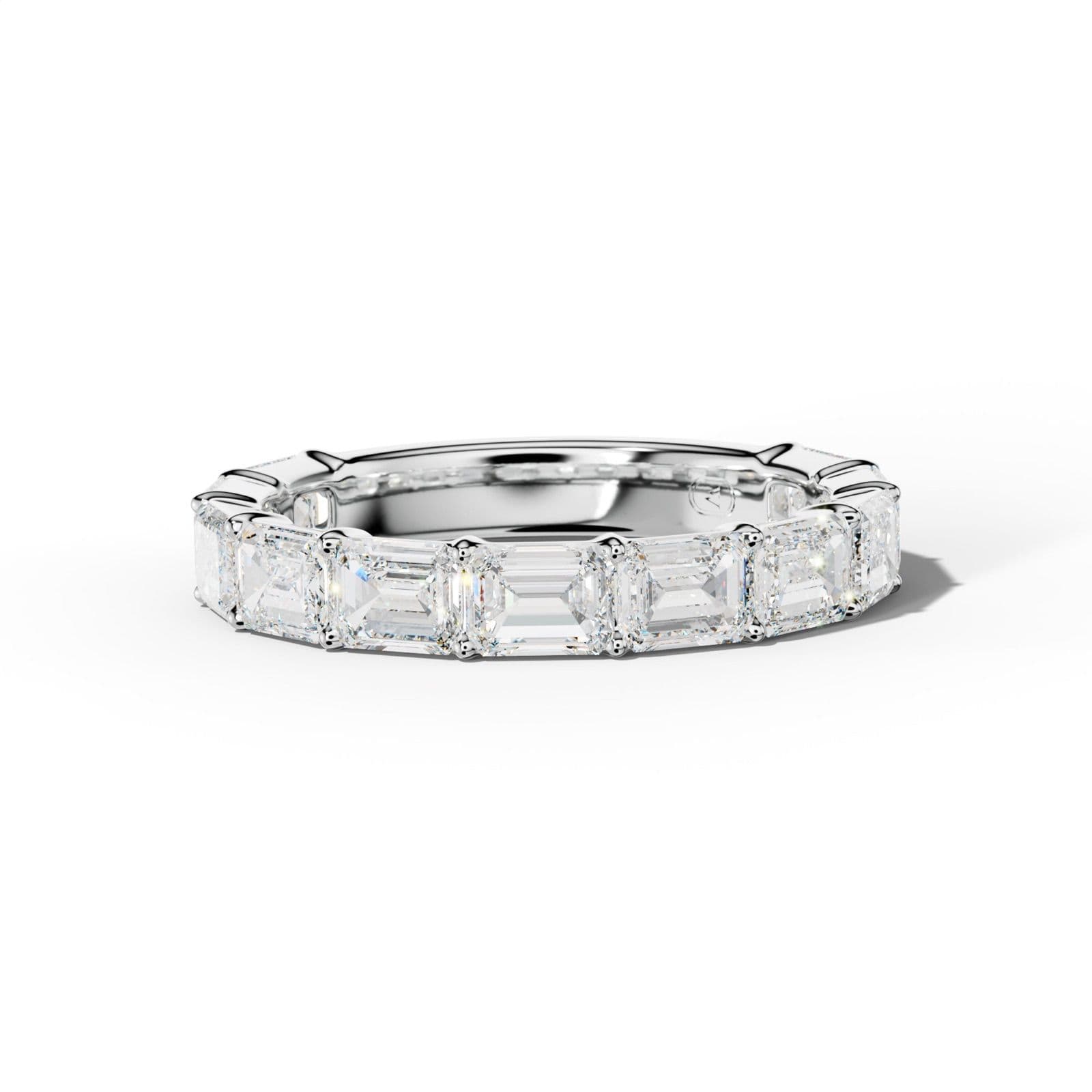 3.0 Carat East West Emerald Cut Diamond 3/4 Anniversary Band Shared Prong Low-Set Design