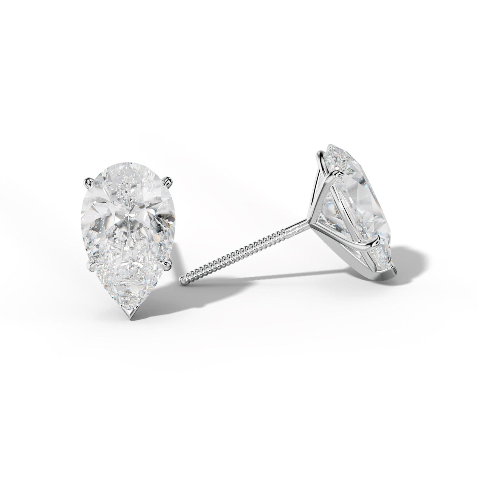 Pear Shape Diamond Stud Earrings With V Prong Martini Settings