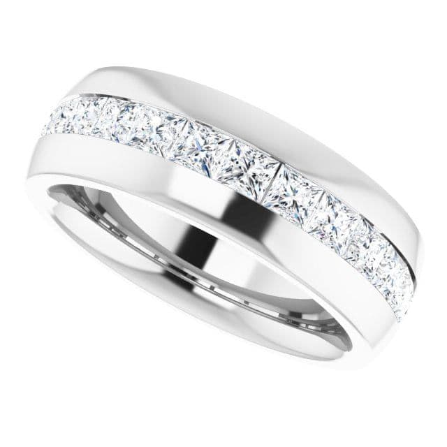 2.5 ctw Channel Set Princess Cut Diamond Men's Ring Half Eternity