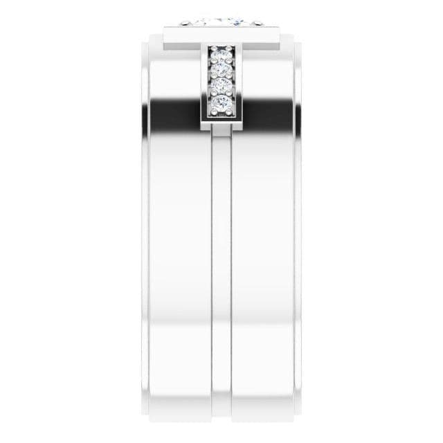 0.62 ctw Princess & Round Diamond Wide Men's Ring