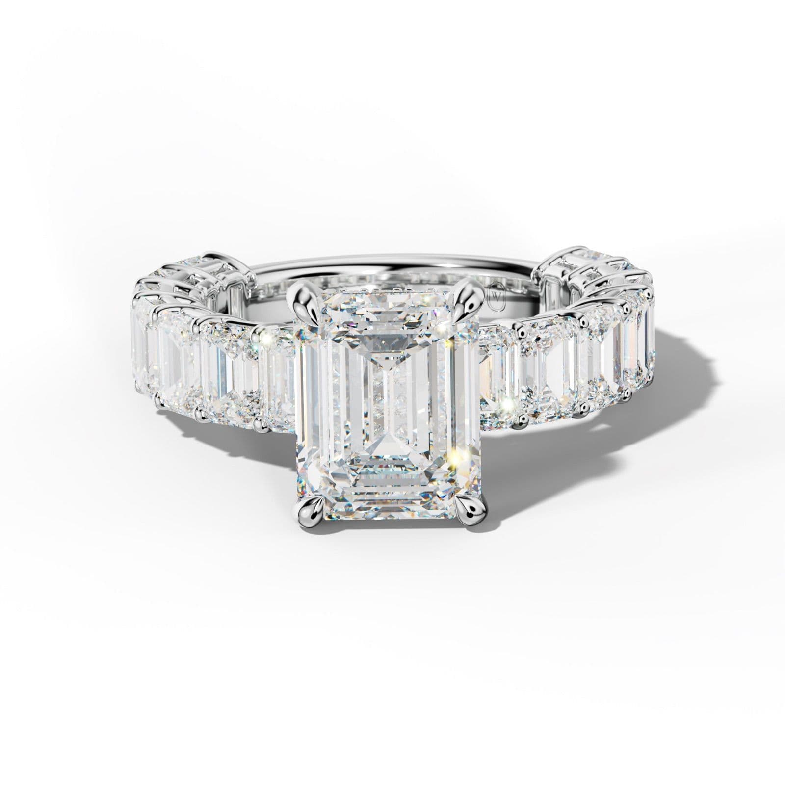 Mina Emerald Cut Engagement Ring With Emerald Cut Side Stones