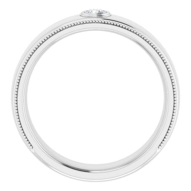 Bezel Set Diamond Men's Ring With Milgrain Accent