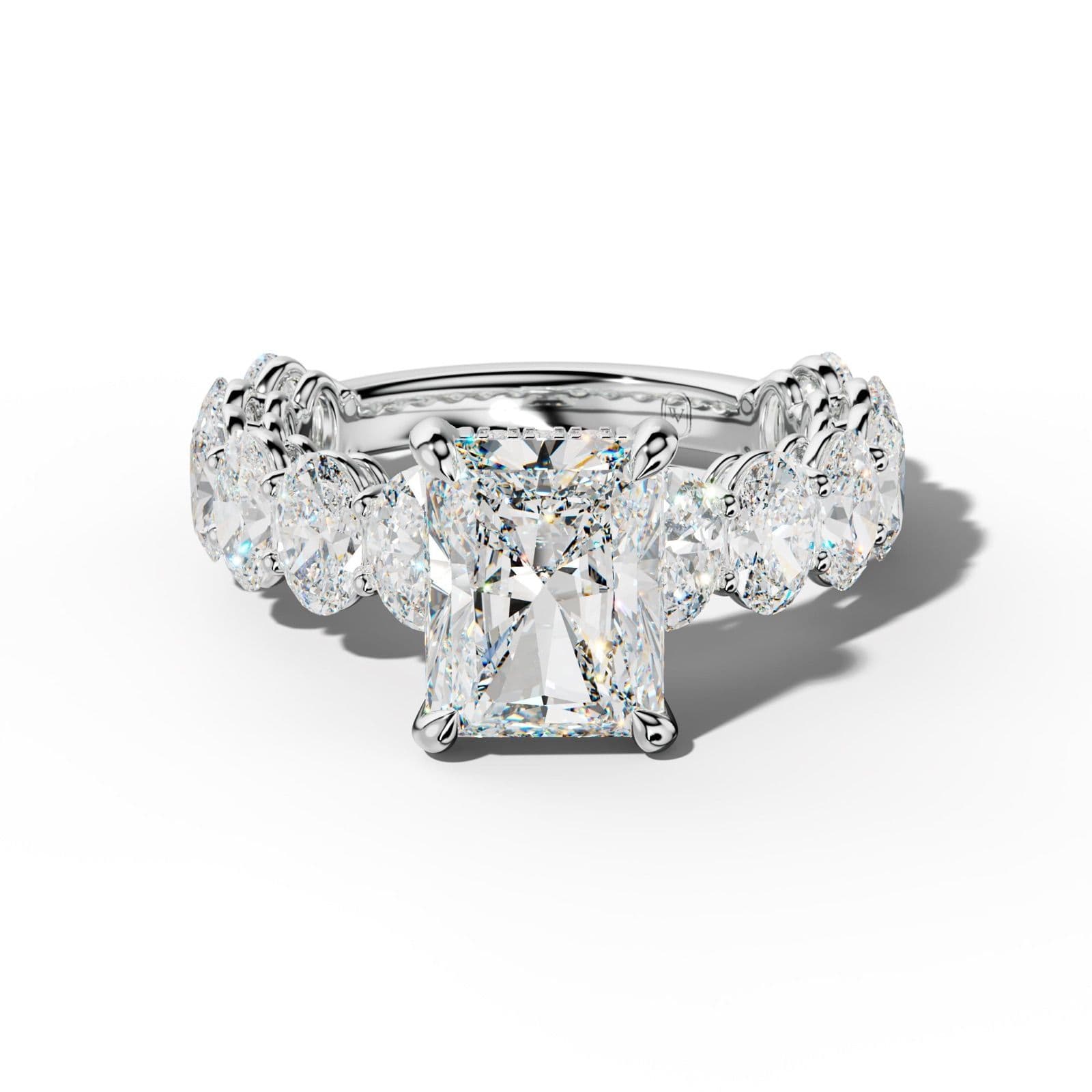 Saylor Radiant Diamond Engagement Ring With Oval Side Stones