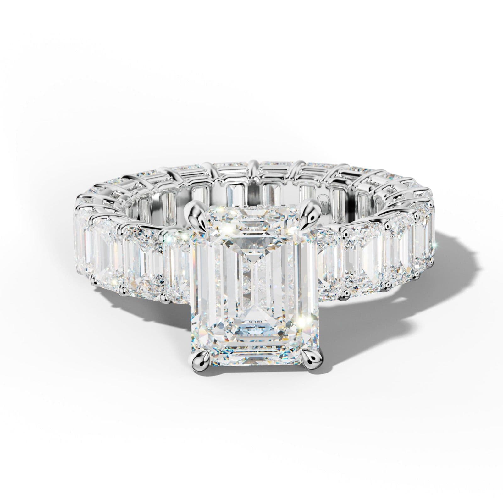 Jazmine Emerald Cut Engagement Ring With Emerald Cut Side Stones