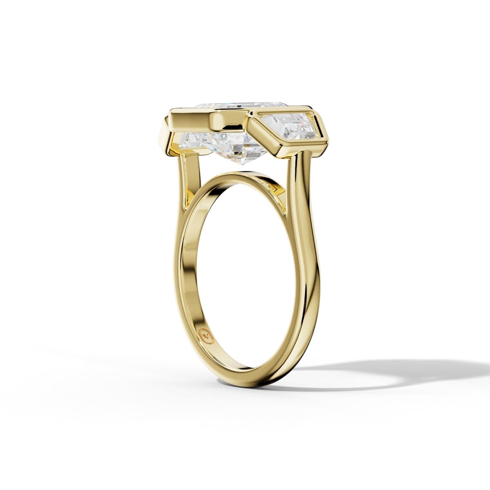 Cleo Asscher Center With Trapezoid Side Diamond Engagement Ring