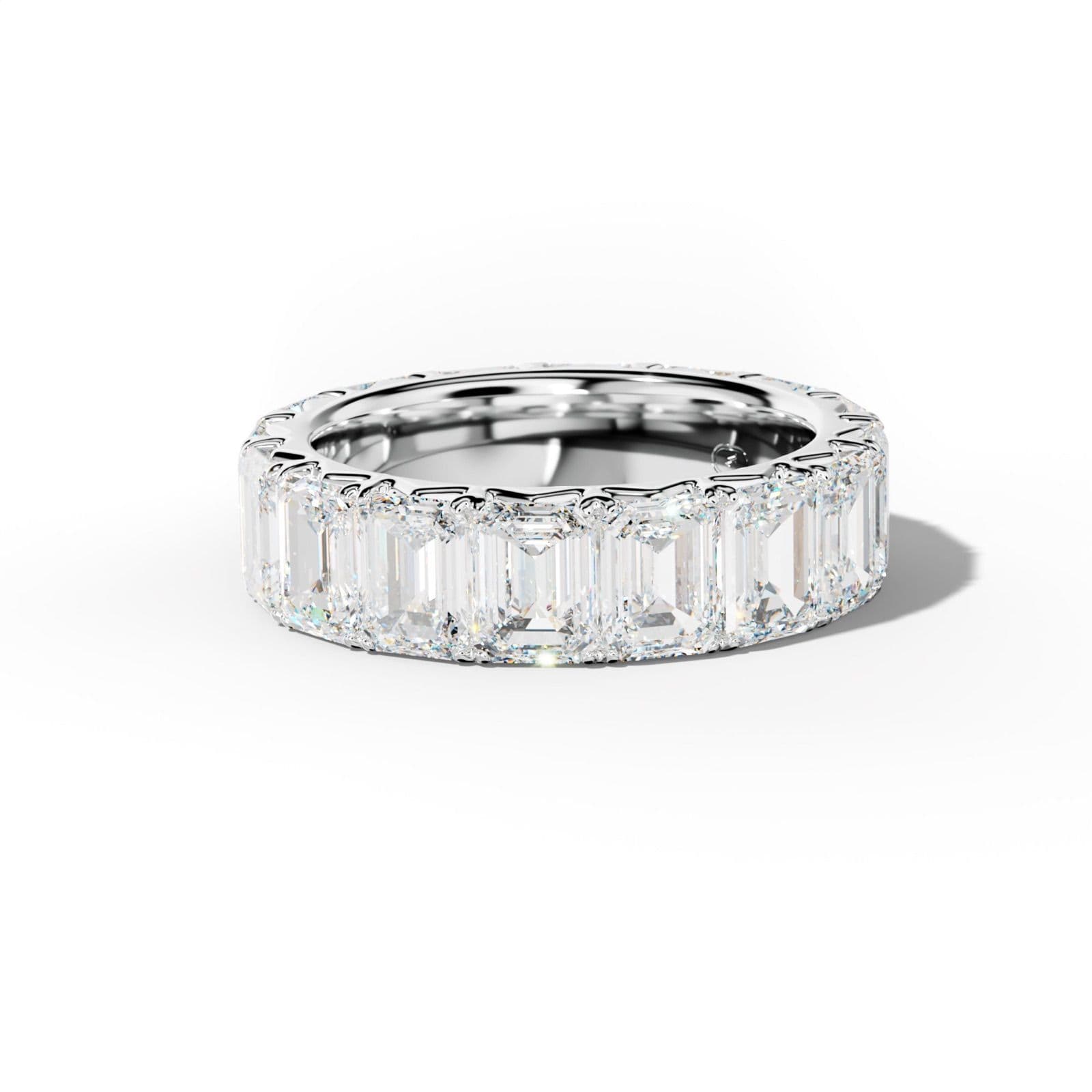 9.0 Carat Emerald Cut Diamond French Pave Eternity Band