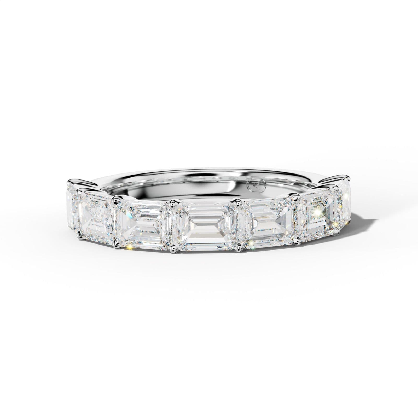 3.0 Carat East West Emerald Cut Diamond Half Anniversary Band Shared Prong Low-Set Design Low-Set Design